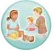 Parent qui masse leur enfant